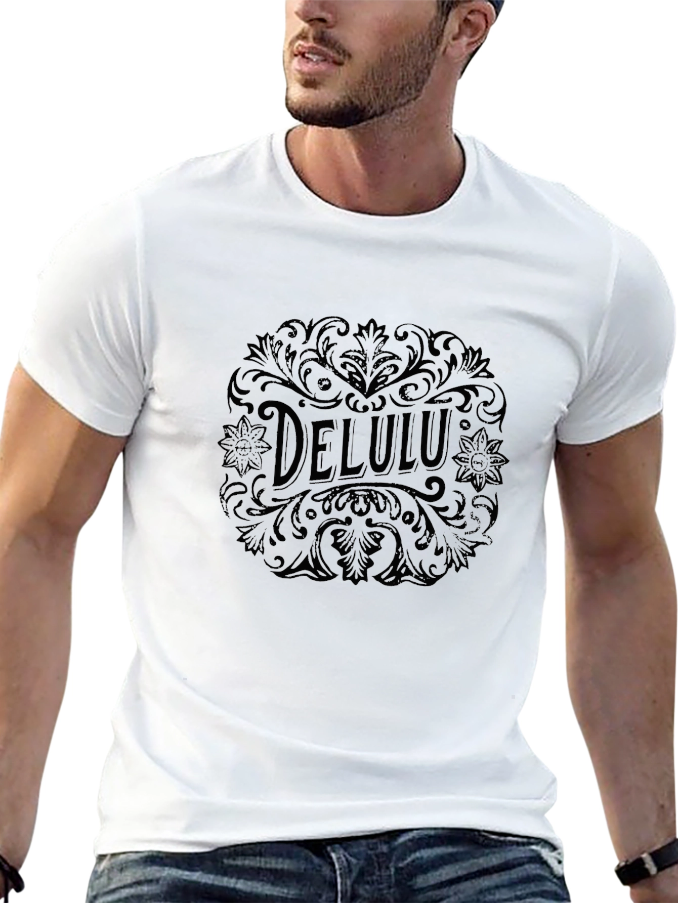Delulu Graphic Tee - Black Cotton Casual Wear