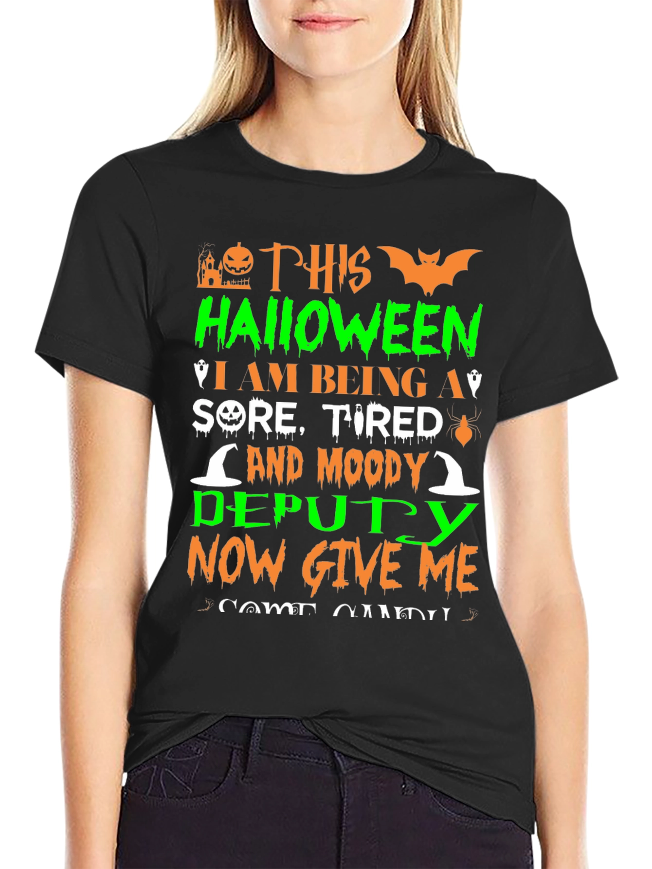 Halloween Deputy T-Shirt - Sore Tired Moody Costume