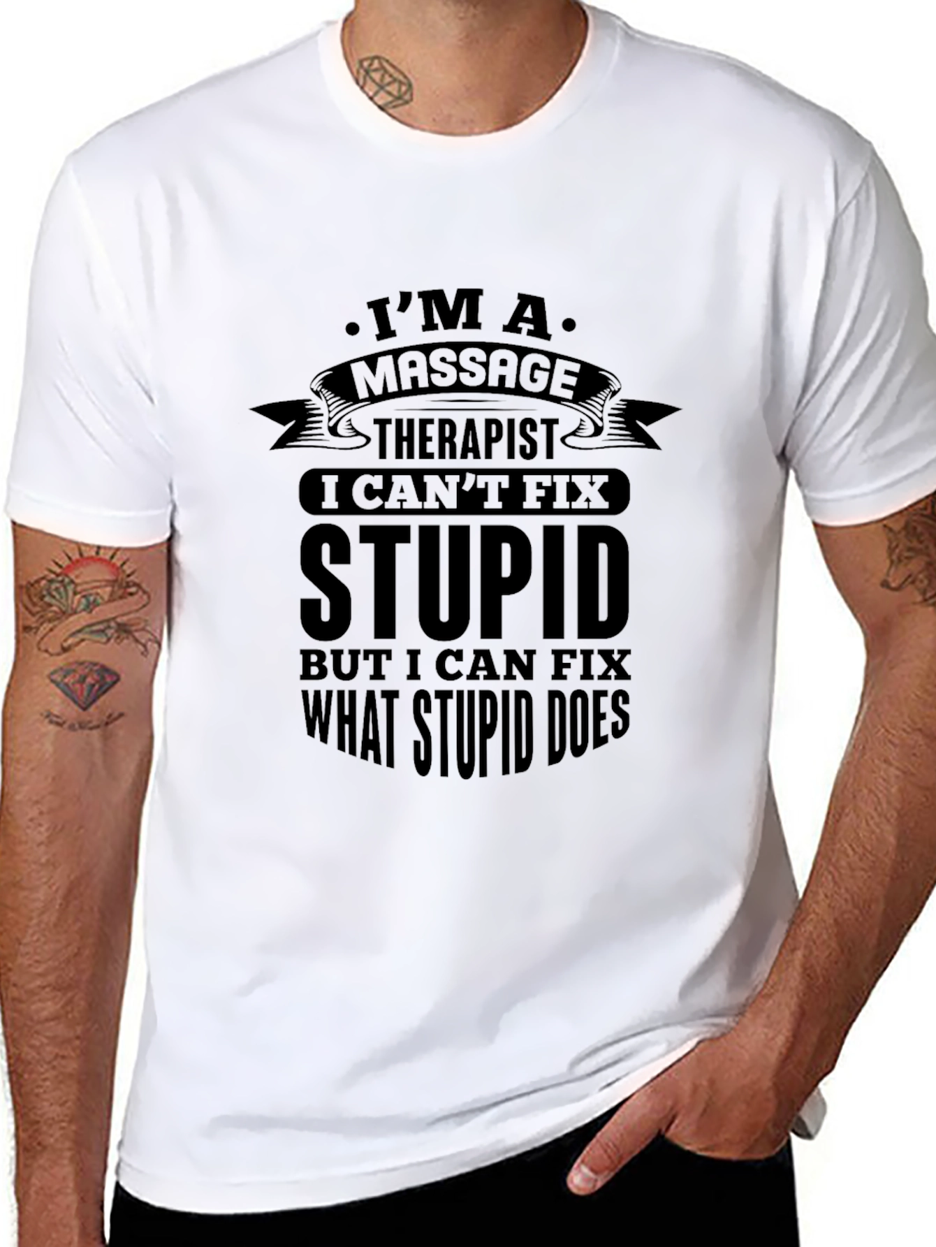 Massage Therapist Funny T-Shirt - Cant Fix Stupid