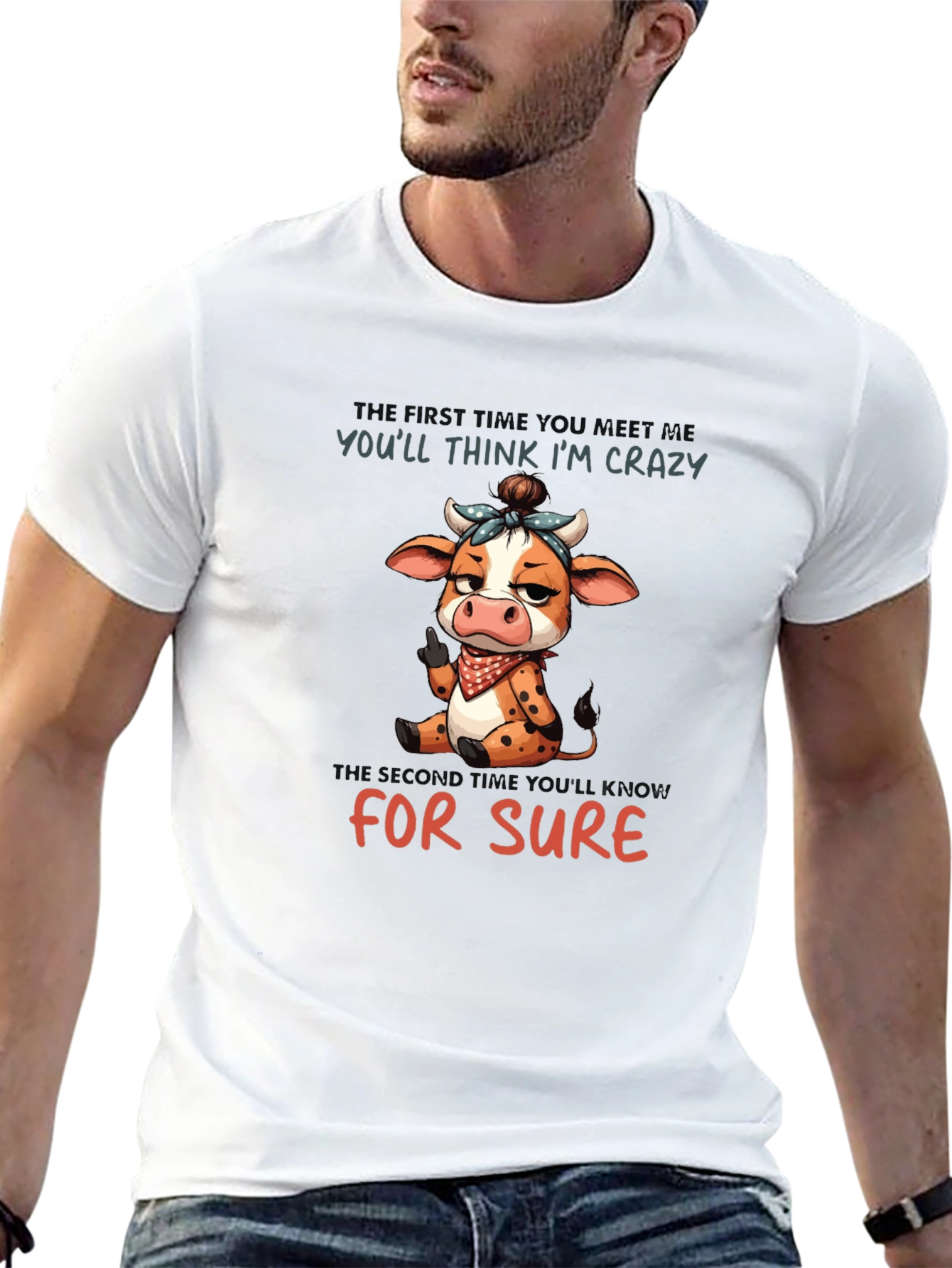 Crazy Cow Graphic Tee - Funny Unisex T-Shirt