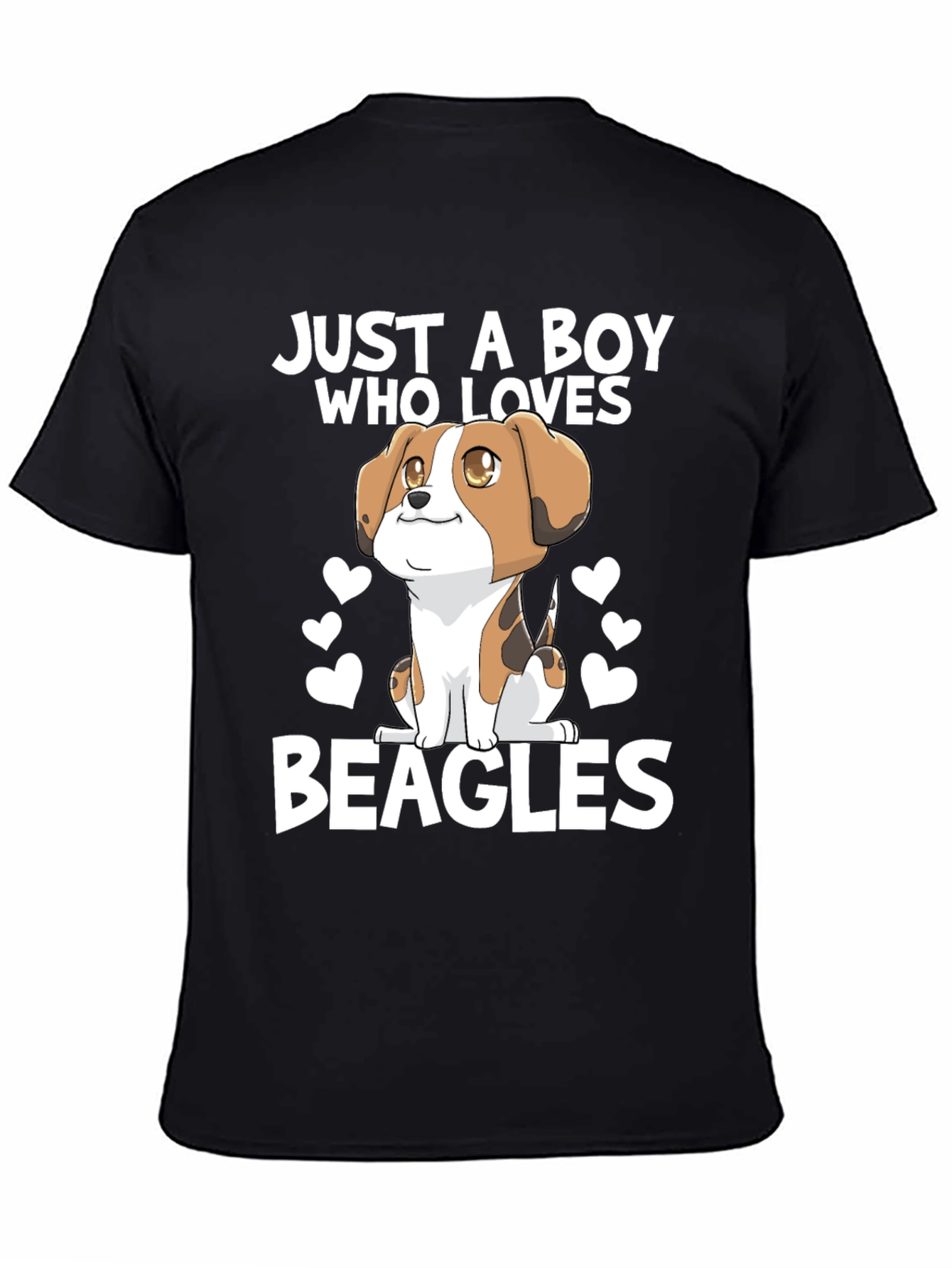 Boy Who Loves Beagles Black Graphic Tee
