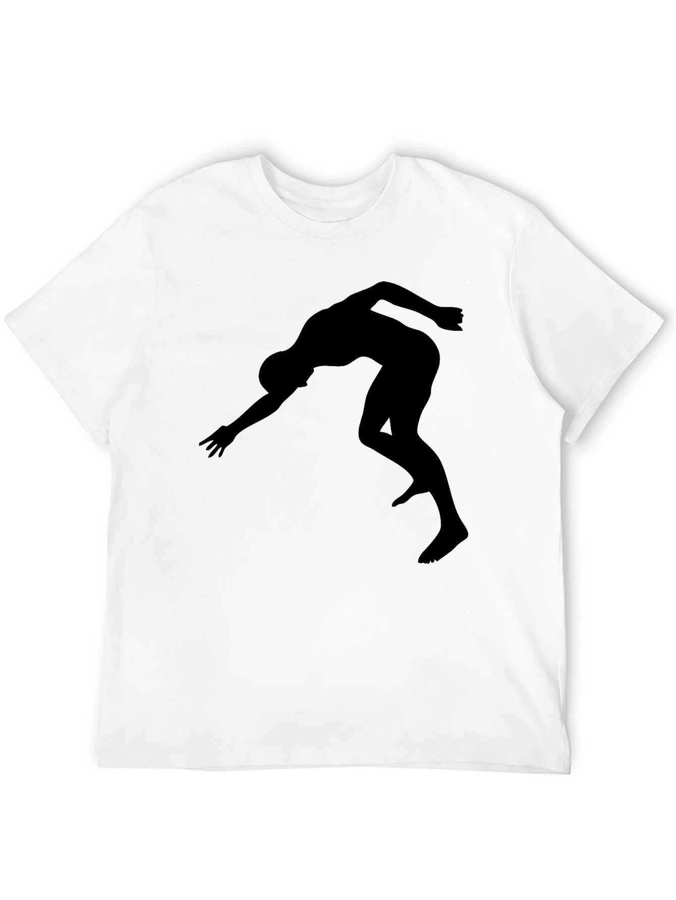 Athlete Silhouette Graphic Tee - Black Cotton T-Shirt
