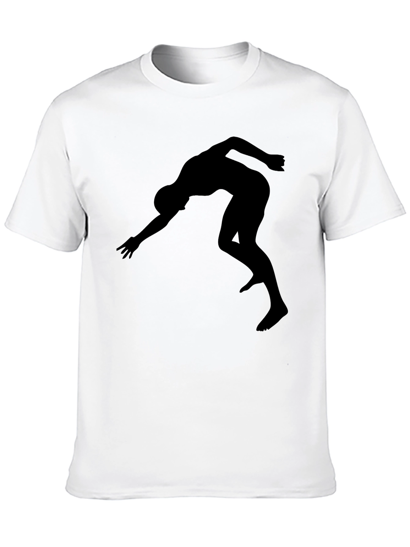 Athlete Silhouette Graphic Tee - Black Cotton T-Shirt
