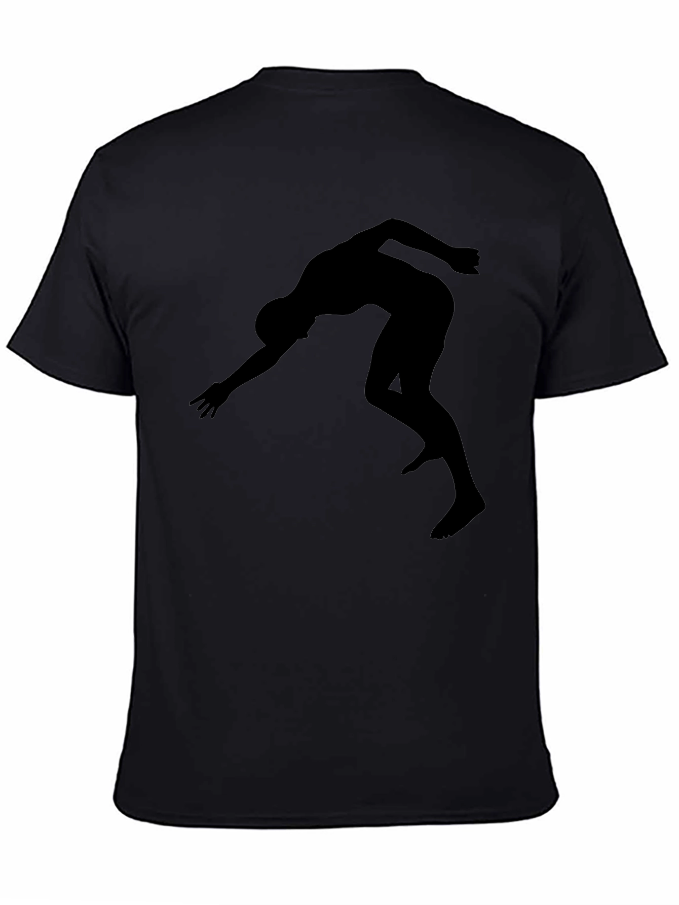 Athlete Silhouette Graphic Tee - Black Cotton T-Shirt