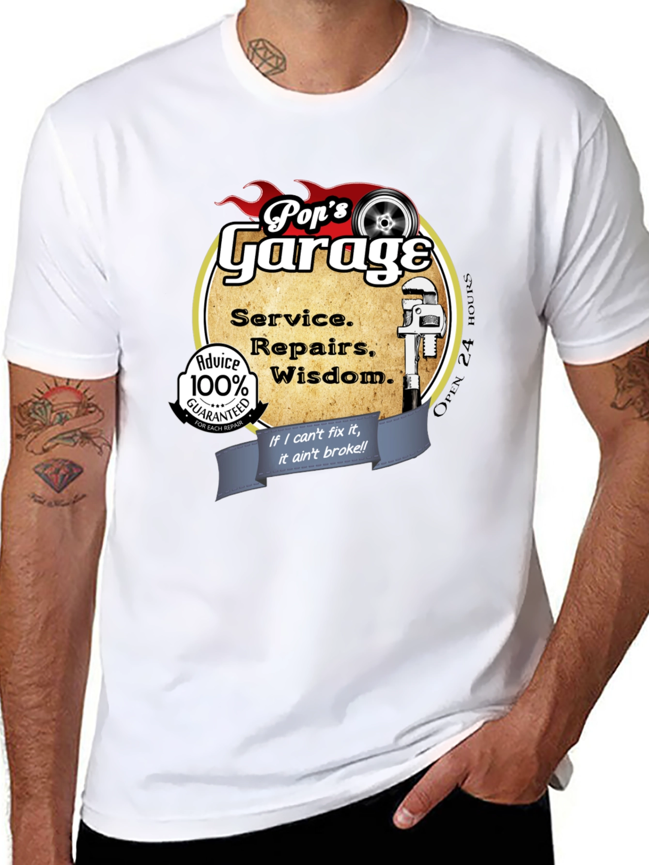 Pops Garage T-Shirt Mechanic Gift