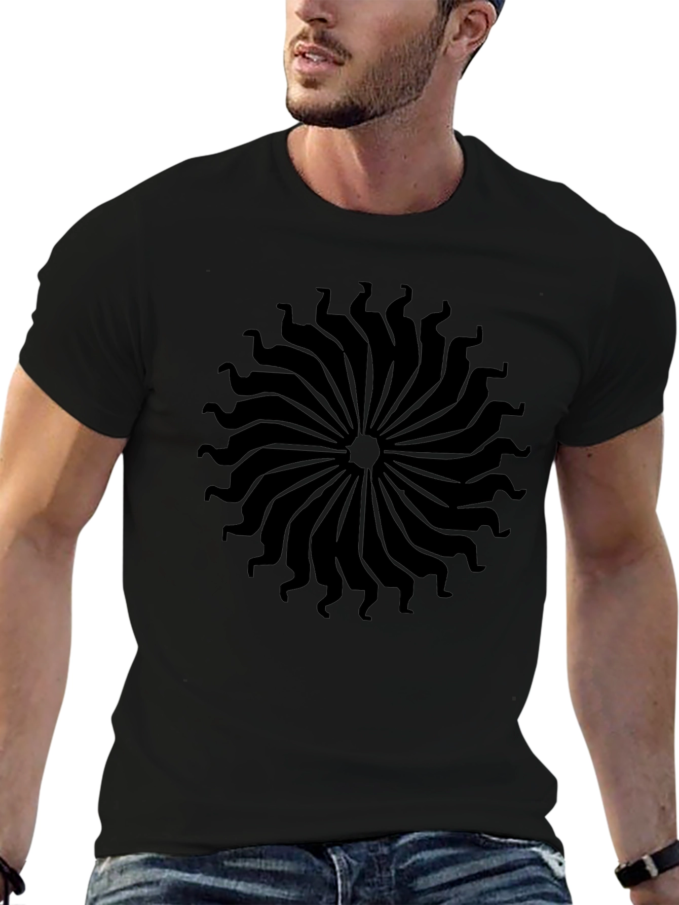 Black Sunburst Graphic Tee - Modern Casual Style