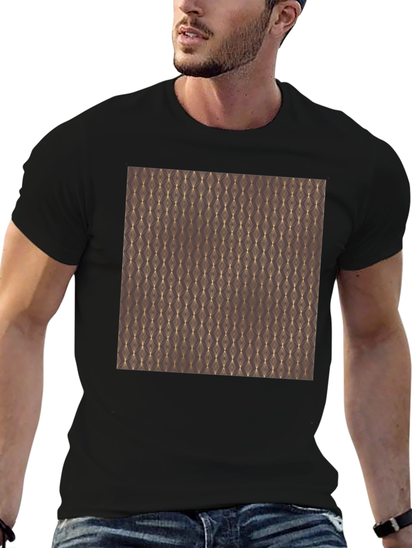 Elegant Pattern Black T-Shirt
