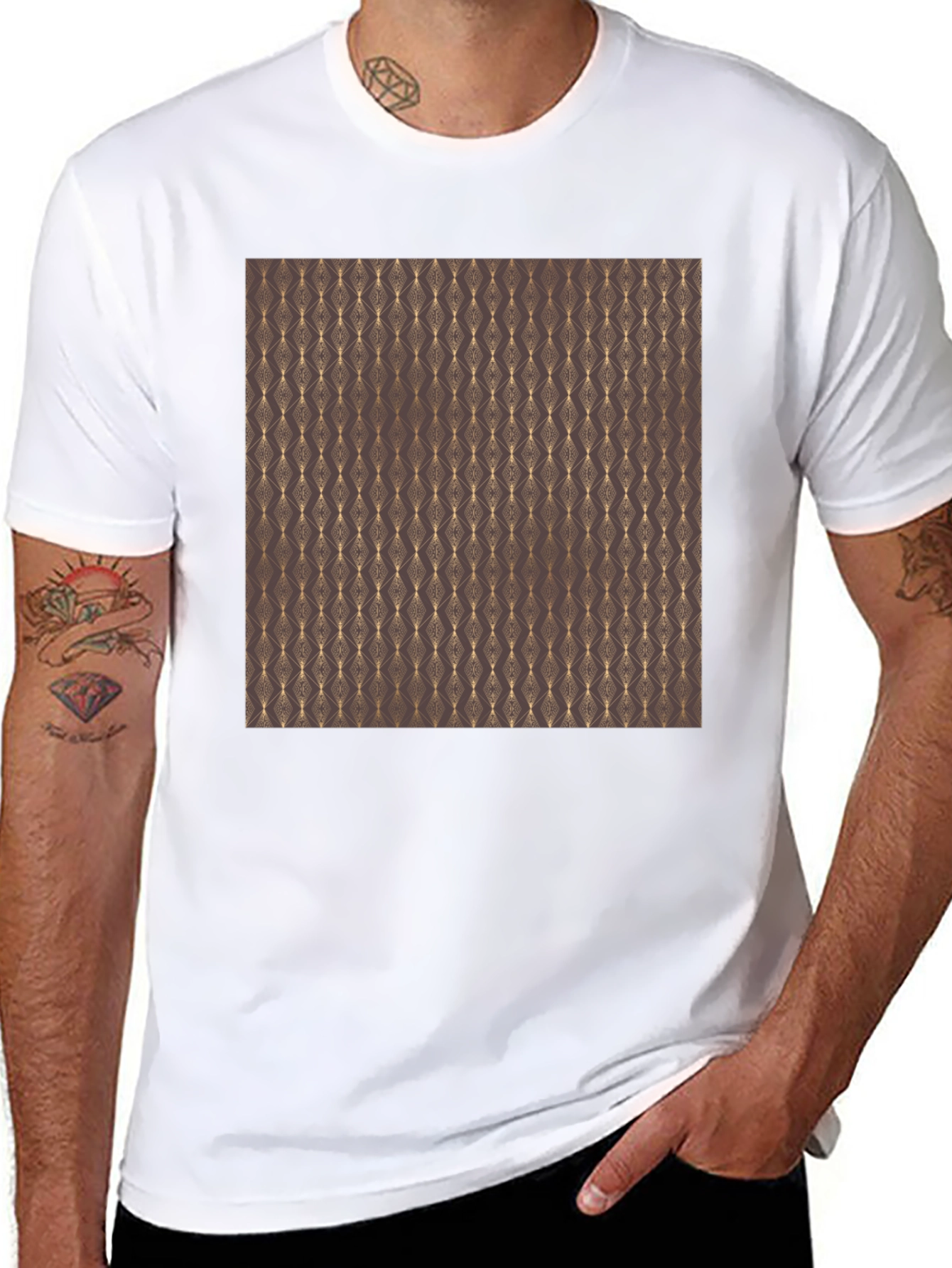 Elegant Pattern Black T-Shirt