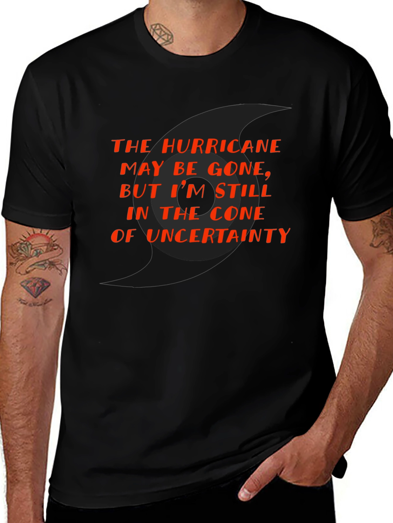 Hurricane Cone of Uncertainty Black T-Shirt