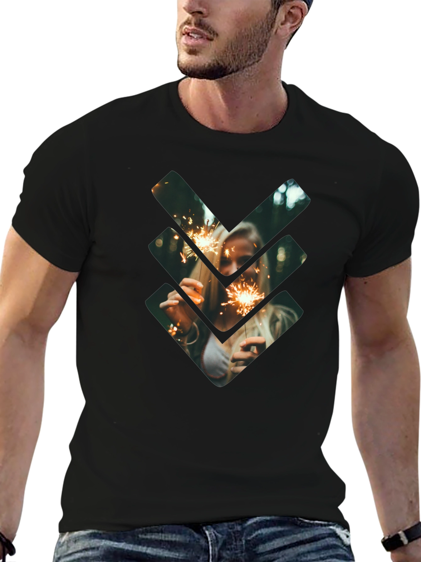 Sparkler Graphic Tee - Stylish Black Cotton Shirt