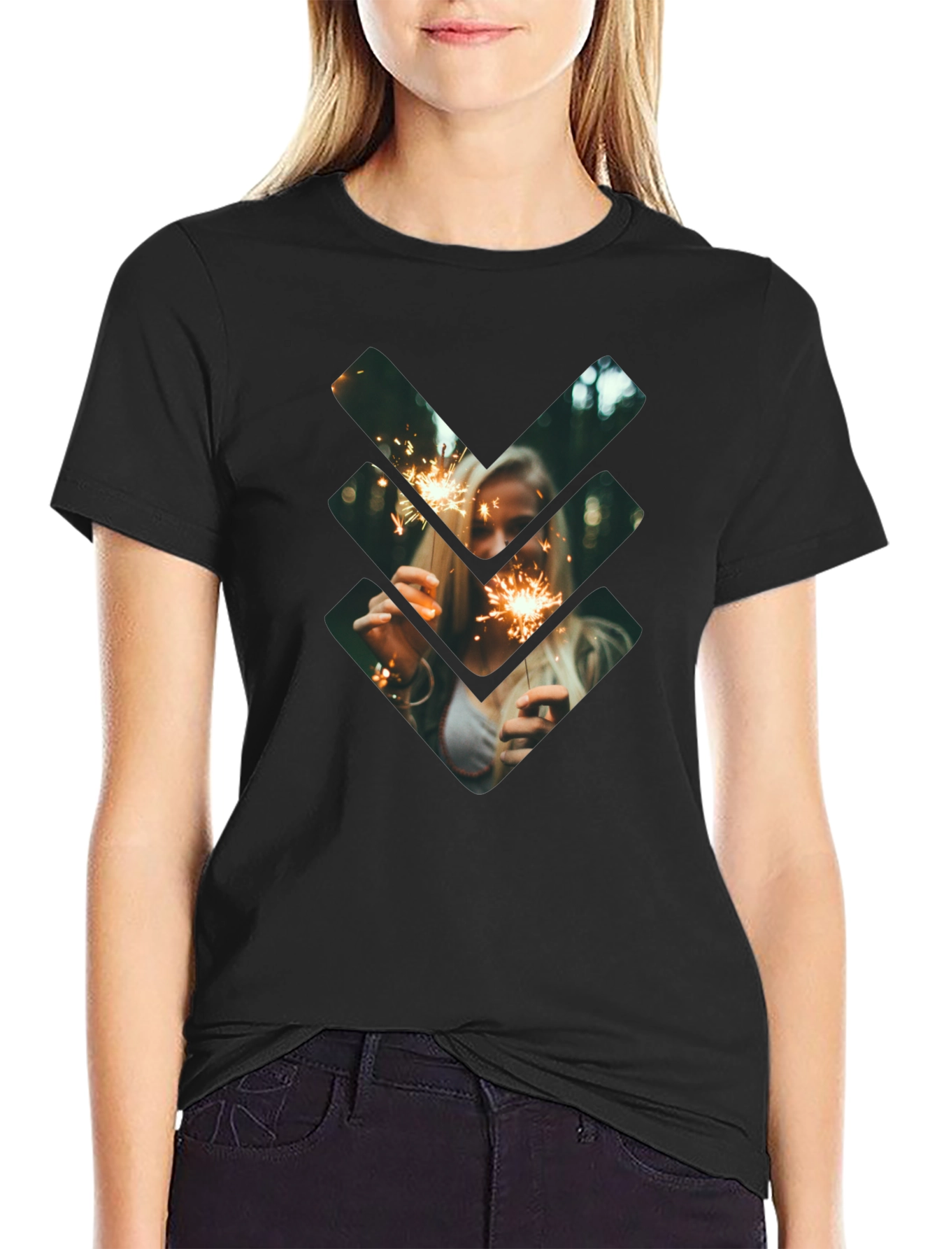 Sparkler Graphic Tee - Stylish Black Cotton Shirt