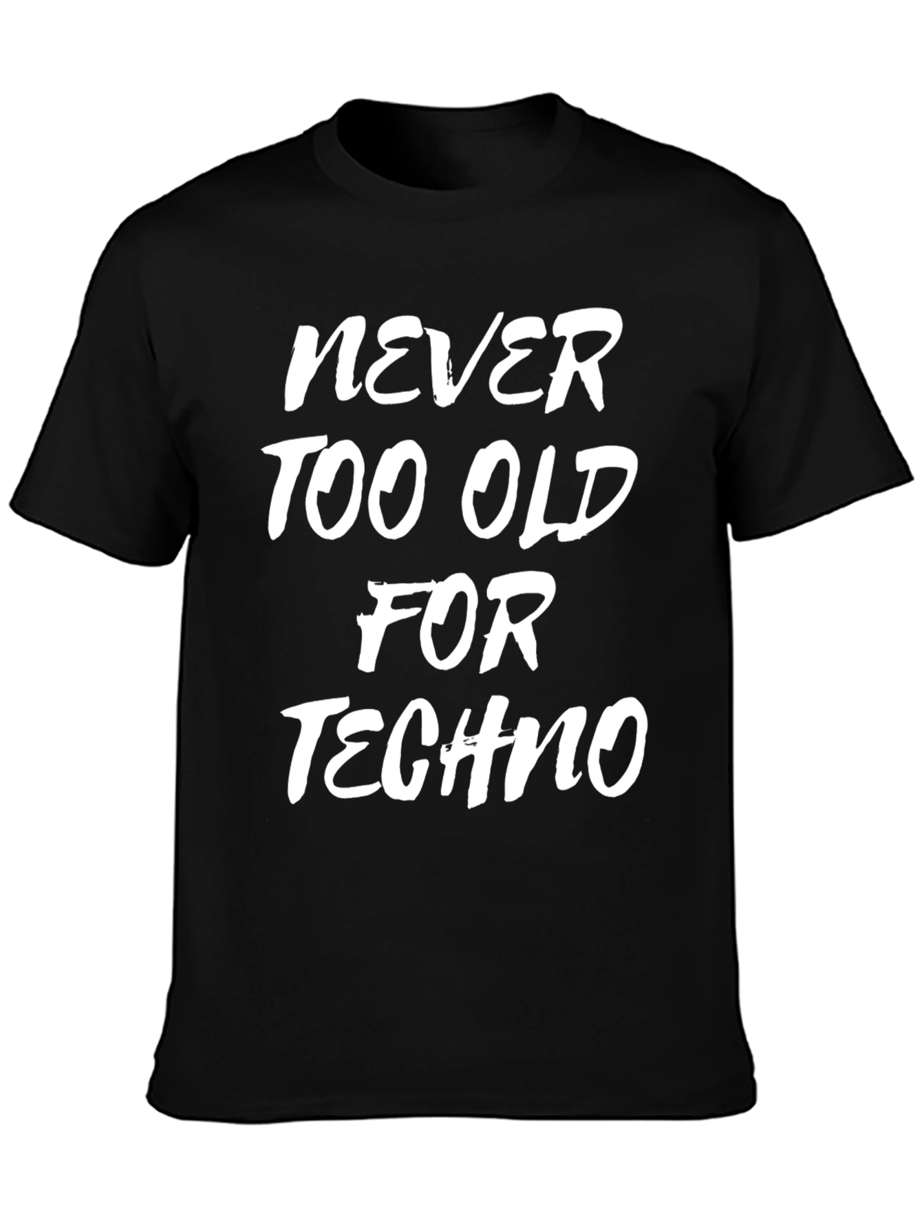Never Too Old for Techno Black Graphic Tee