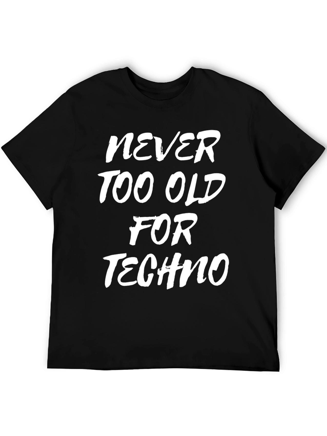 Never Too Old for Techno Black Graphic Tee